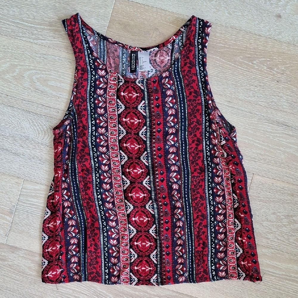 H&M Patterned Open-Back Tank Top - XS